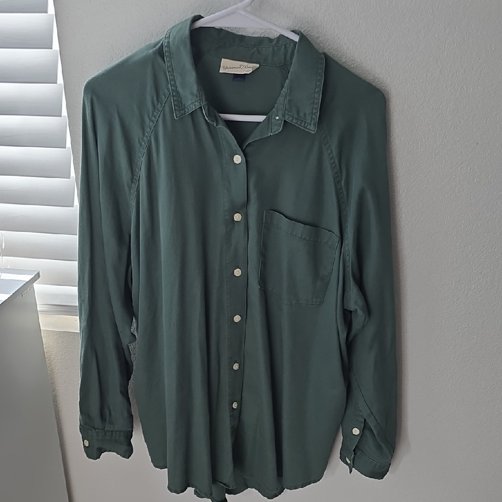 Universal Thread Green Button Down Long Sleeve Sh… - image 1